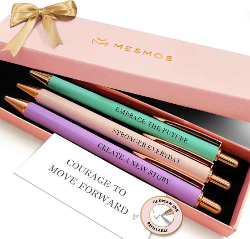 MESMOS New Beginnings Gifts for Women, 3pk Fancy Ballpoint Pen Set, Divorce Going Away Break Up Farewell Gifts for Women Friends and Coworkers - Image 1